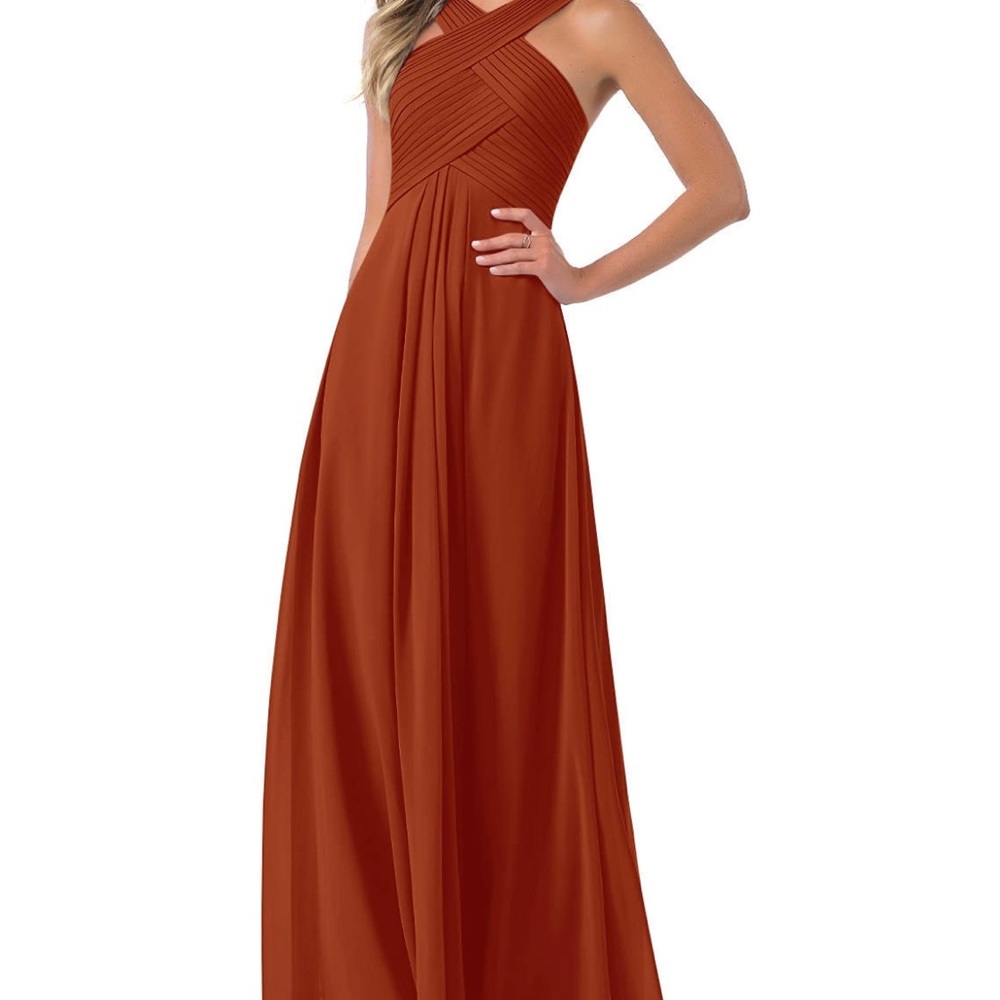 Azazie bridesmaid dress in color terracotta, size 12A